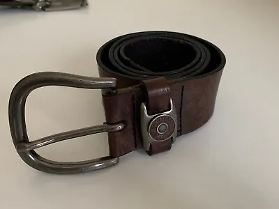 Vintage Levis Strauss Brown Leather Belt With Button Feature Size 80/32 • £20