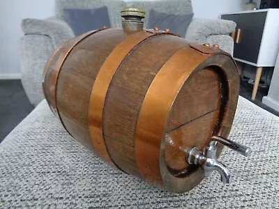 Vintage Small Oak Barrel Wooden Keg With Tap • £14.99