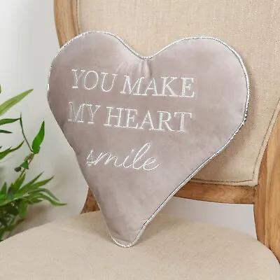 Heart Shaped Cushion  YOU MAKE MY HEART SMILE  By Amore Wedding / Love/ Gift • £11.99