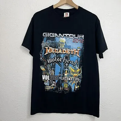 Megadeth Motörhead Gigantour 2012 Tee Black T-Shirt Short Sleeve Sz Small • $28.88