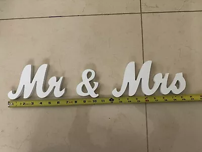 Mr & Mrs Wooden Cutout Wedding Table Decor MR & MRS 4 Inch Tall • $10