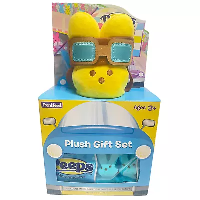 Peeps Bunny Race Car Plush Gift Set Marshmallow Bunnies Blue  Easter Yellow NEW • $19.99