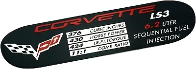 Fits 08-13 C6 Corvette LS3 430HP Spec Data ID Metal Plate Emblem 3D Badge • $19.99