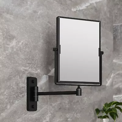 Wall Mounted 3x Magnifying Bathroom Mirror Shaving Make Up Extending Black • £28.77