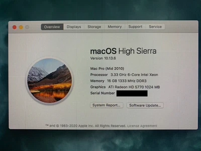 £500 • Buy Apple Mac Pro 5.1 3.33 GHz 6-Core XEON 2 TB 16 GB RAM OSX 10.13.6 ATI 5770 WIFI