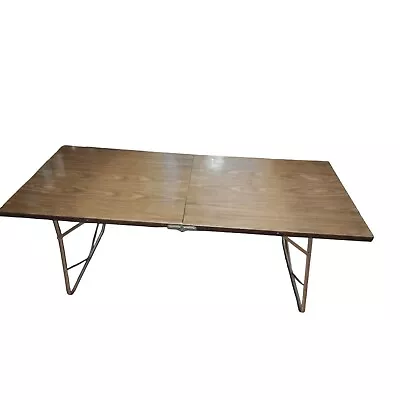 Vintage All-luminum Faux Wood Top Metal Lightweight Folding Camping Table • $180