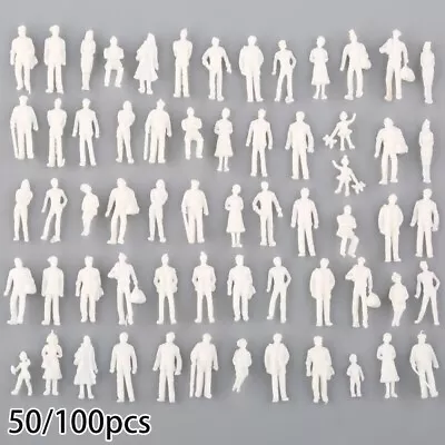 50Pcs Scale 1:75 White Model People Passengers Figures For Railway Layout • £4.04