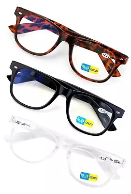 3 Pairs Classic Anti Blue UV Ray Reading Glasses Spring Hinge Readers Computer • $14.95