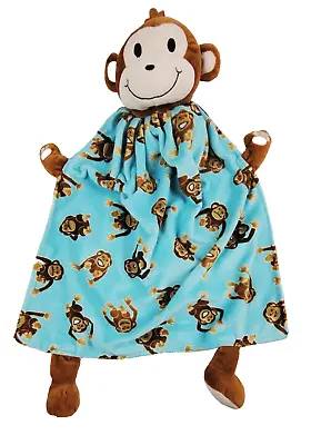 Monkey Animal Print Security Baby Blanket Lovey Dangling Legs Brown Turquoise • $9