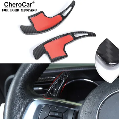 Carbon Steering Wheel Shift Paddle Extended Shifter Trim For Ford Mustang 2015+ • $36.99