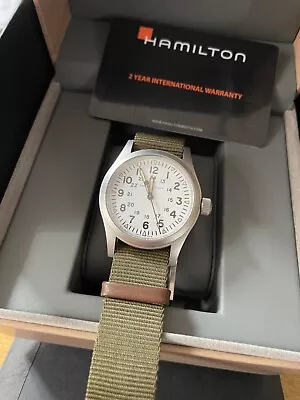 Hamilton Khaki Field White Men's Watch With Green Textile Band - H69439411 • £380