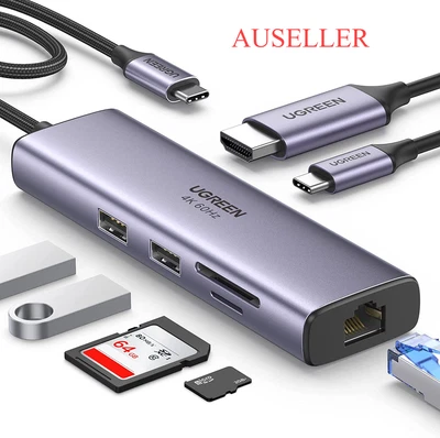 $89.87 • Buy USB C Hub With Ethernet Port, 7-In-1 Adapter, 4K@60Hz HDMI To USB C, 100W PD