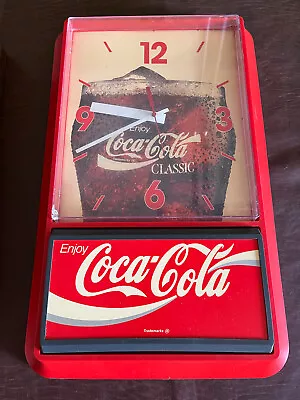 Vintage 1992 Ridan Displays Coca-Cola Clock Sign Model CBC 20”x 13”x 3” • $50