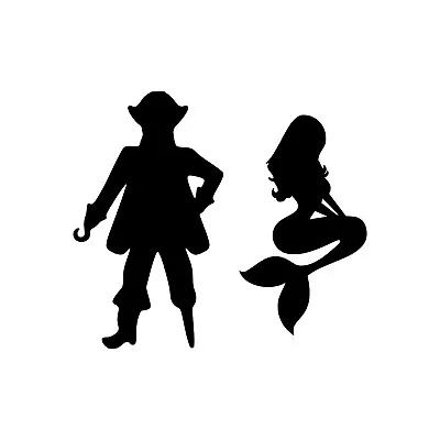 PIRATE & MERMAID Bathroom Signs 7  Vinyl Decal Stickers - Toilet Restroom Door  • $9.99