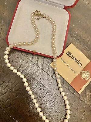 Majorica Pearl Necklace 925 Floral Clasp With Box Red Vintage Great Condition  • $72