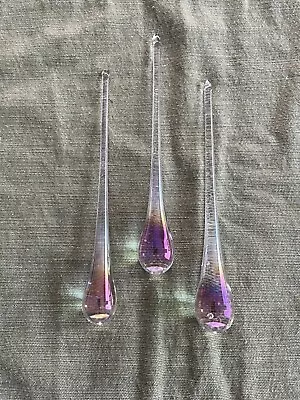 New Glass Teardrop Prisms. 6” Inch Long Set Of 3 • $20