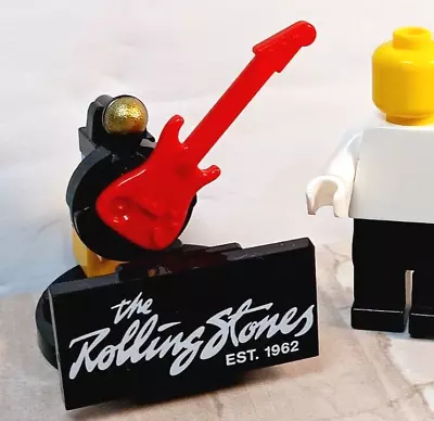 New LEGO Rock N Roll Sign ROLLING STONES Stand With Guitar Microphone Printed • $13.82