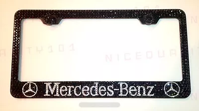 Mercedes Benz Black License Plate Frame Holder Made With Swarovski Crystals • $114.99