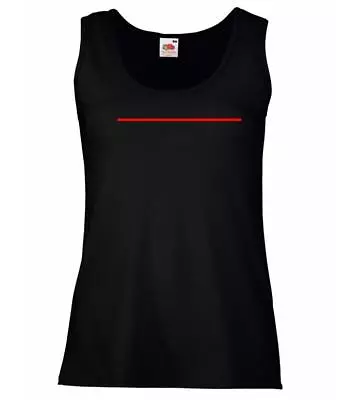 Red Line Climate Change Protest Stop Oil Fossil Fuels Lady Fit Black Vest • £10.95