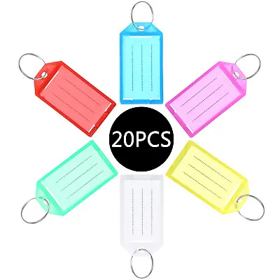 30pcs Plastic Key Tags With Split Ring Label Window Luggage Bag ID Name Keychain • $10.99