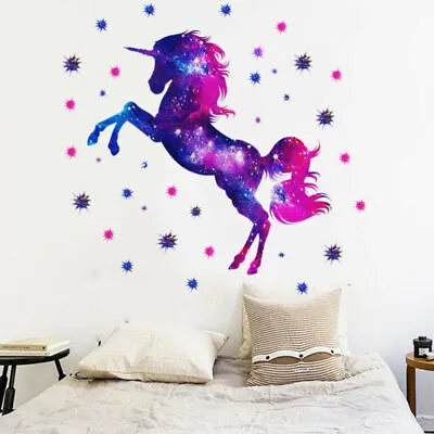 Unicorn Rainbow Kids Girls Nursery Wall Art Sticker Mural Decal Bedroom Decor • $12.39