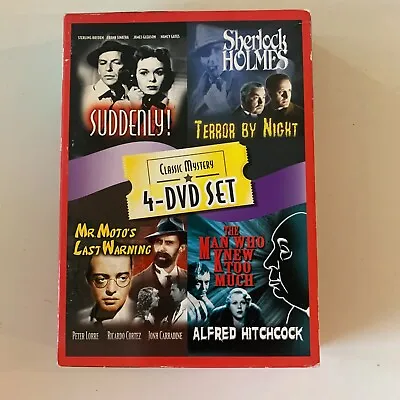 Classic Mystery 4 DVD Box Set Suddenly Sherlock Holmes Terror Mr Moto Hitchcock • $9.06