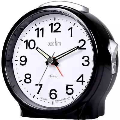 £14.95 • Buy Acctim Elsie Analogue Black Alarm Clock Non Ticking Sweep Quartz Luminous Hands
