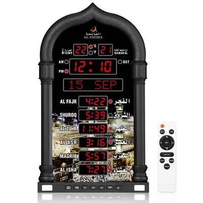 Azan Clock LED Muslim Prayer Clock Athan Wall Clock Black 1Set D2V31731 • $49.58