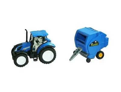 New Big Harvest Farm Toy - New Holland T5.120 Tractor & Harvester Trailer • $67.90