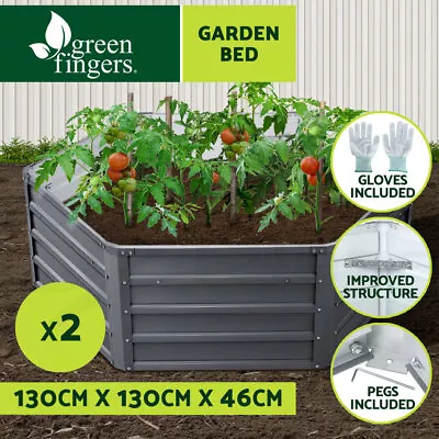 Greenfingers 2x Garden Bed 130x130x46cm Planter Box Raised Container Galvanised • $101.95