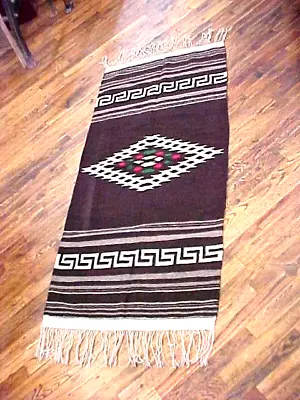 Vintage MEXICAN Saltillo SERAPE Wool Rio Grande BLANKET SOUTHWEST • $70