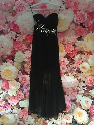 £25 • Buy Eva And Lola Black Crystal Sweetheart Crystal Detail Evening Party Prom Dress 8