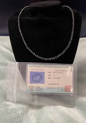 $650 • Buy Natural 50 Carat Black Diamond Necklace Strand With Certificate Adjustable Chain