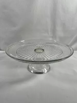 Vintage 12” Clear Glass Pedestal Cake Dessert Stand Server #328 • $15.41