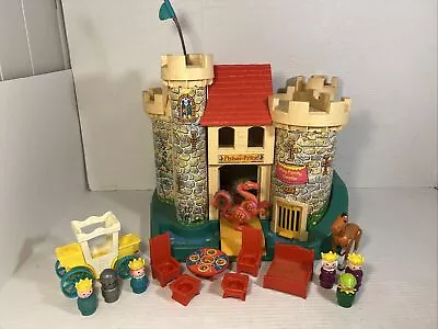 Fisher Price Castle 993 Little People Play Family W/Dragon Horses VTG 1974 Red • $169