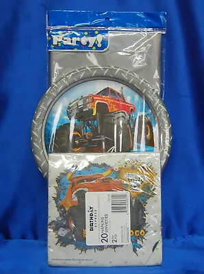 Monster Jam Party Set # 3 Monster Truck Plates Monster Jam Napkins NEW • $19.99