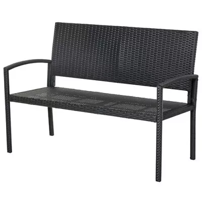 Patio Rattan 2 Seater Garden Bench Love Seat Garden Armchair Black • £64.99