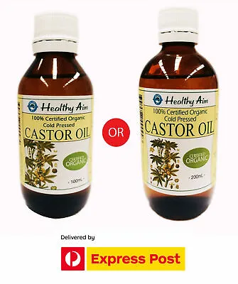 Certified Organic CASTOR OIL - 100% Pure Cold Pressed - Unrefined Premium Grade • $17.90