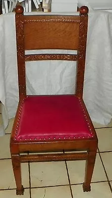 Solid Quartersawn Oak Carved Desk Chair Sidechair  (SC103) • $449