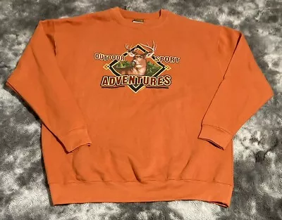 Vintage American Outdoors Sweatshirt Orange Deer Crewneck Outdoor Sports XL • $22.50