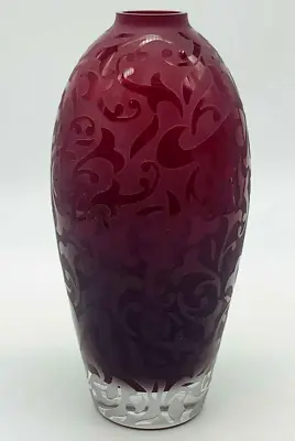 Vintage Signed Michael Weems Art Deco Glass Vase 11  High. • $90