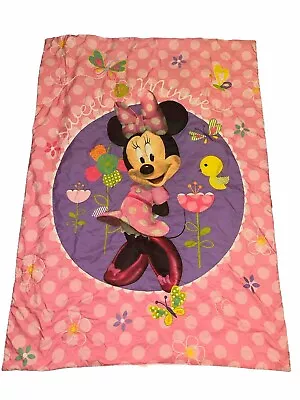 Disney As Sweet As Minnie Mouse   54x40 Toddler Bed Stitched Light Blanket Pink • £27.23