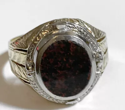 Vintage Art Deco 14k Gold Mens Bloodstone Signet Flip Reversible Ring 9.2g S10.5 • $799