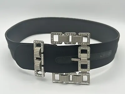 Vintage Gianni Versace Leather Belt Black Size 26 • $40