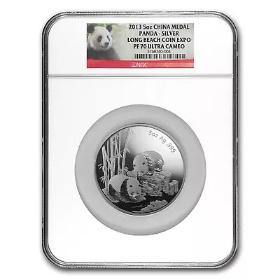 2013 China 5 Oz Silver Panda Long Beach Commem PF-70 NGC • $716.92