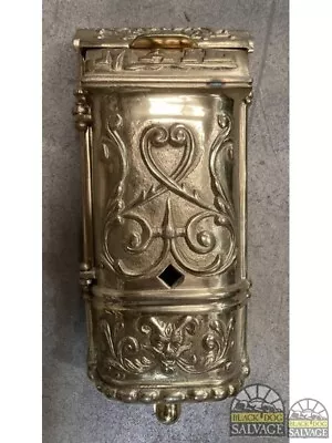 Ornate Cast Brass Mailbox With Polished Finish Wall Mount - Reproduction • $175