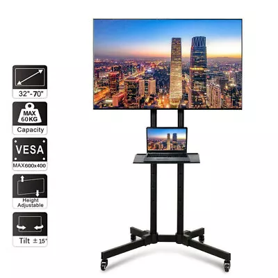 Leadzm Mobile TV Cart Floor Stand Mount Exhibition Trolley For 32 - 70 Screen • £37.99