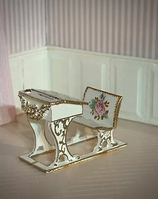 Dollhouse Miniature Small Victorian Ivory School Desk • $65