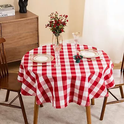 60 Inch Checkered Round Tablecloth - Wrinkle Resistant Waterproof Table Cloth... • $24.06