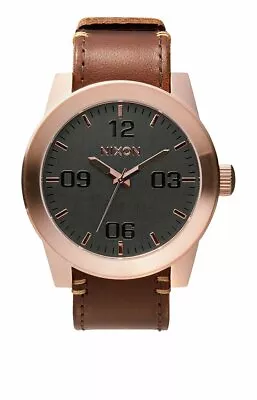 Nixon Corporal Rose Gold Watch Leather Strap 48mm Water Resistant A243 2001 NIB • $99